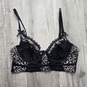 Leopard Print Bra With Black Lace Size XL
